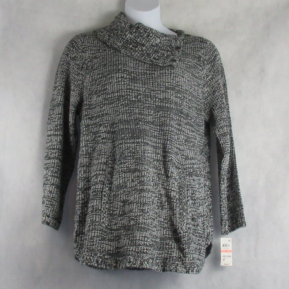 Style & Co. Women's Plus Size Envelope-Neck Sweater, Black White